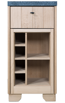 Flandria Oak Wood armoire avec tiroir, porte-bouteilles et niche chêne